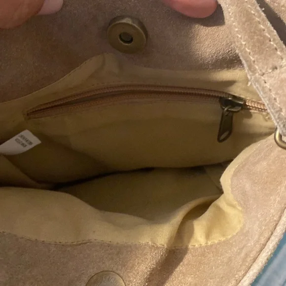 Cost Plus World Market Tan Suede Bag with Beaded Handles - Picture 3 of 7